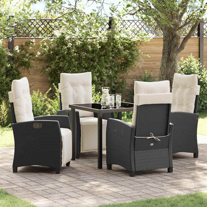 Have Spisebordssæt med pude 5 pcs Sort polyrattan