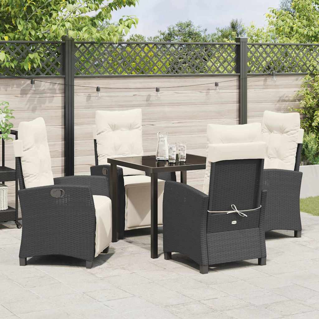 Have Spisebordssæt med pude 5 pcs Sort polyrattan