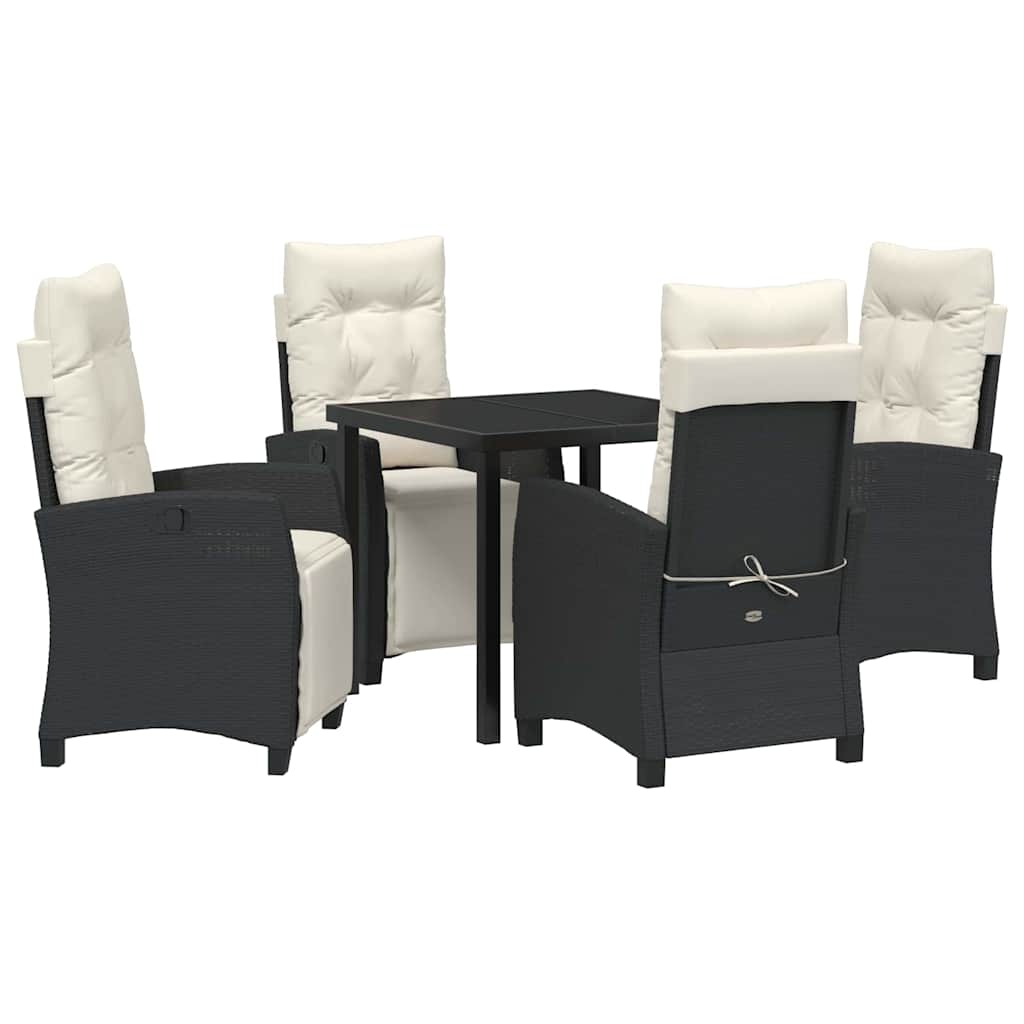 Have Spisebordssæt med pude 5 pcs Sort polyrattan