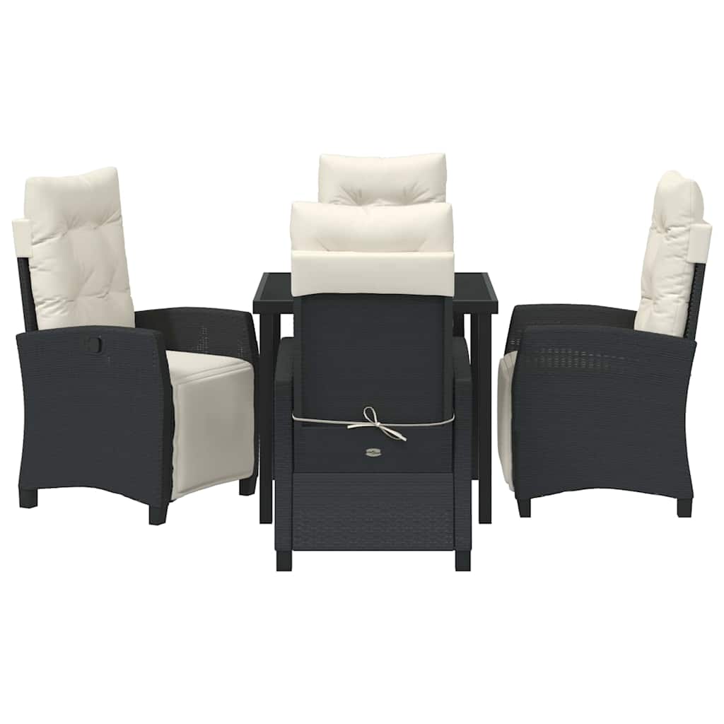 Have Spisebordssæt med pude 5 pcs Sort polyrattan
