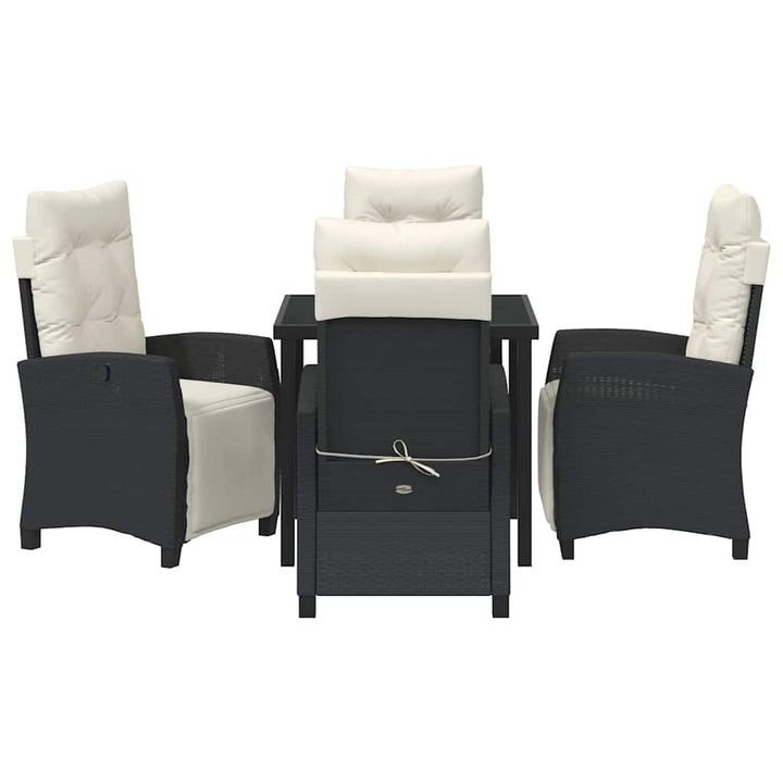 Have Spisebordssæt med pude 5 pcs Sort polyrattan