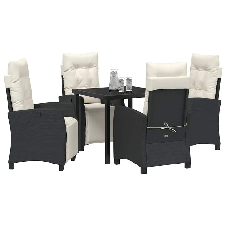 Have Spisebordssæt med pude 5 pcs Sort polyrattan
