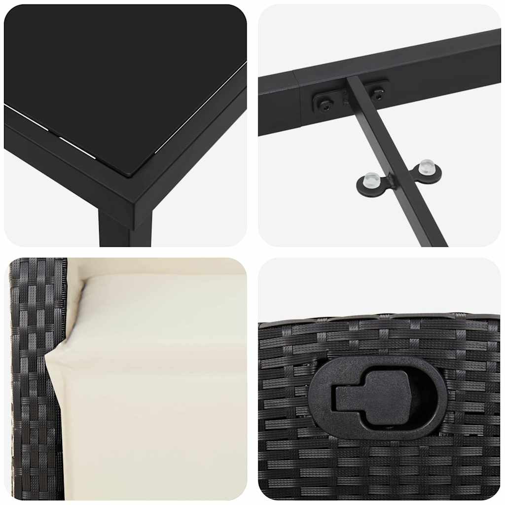 Have Spisebordssæt med pude 5 pcs Sort polyrattan