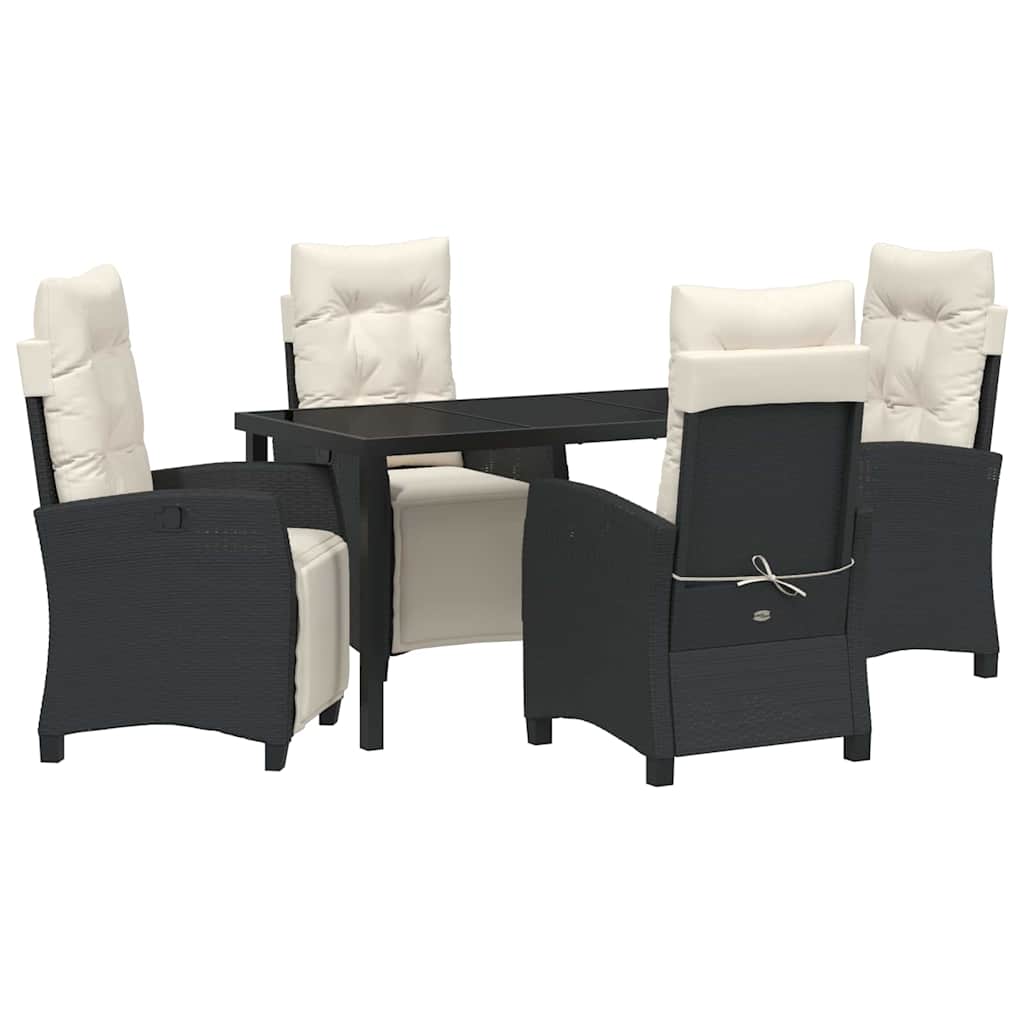 Have Spisebordssæt med pude 5 pcs Sort polyrattan