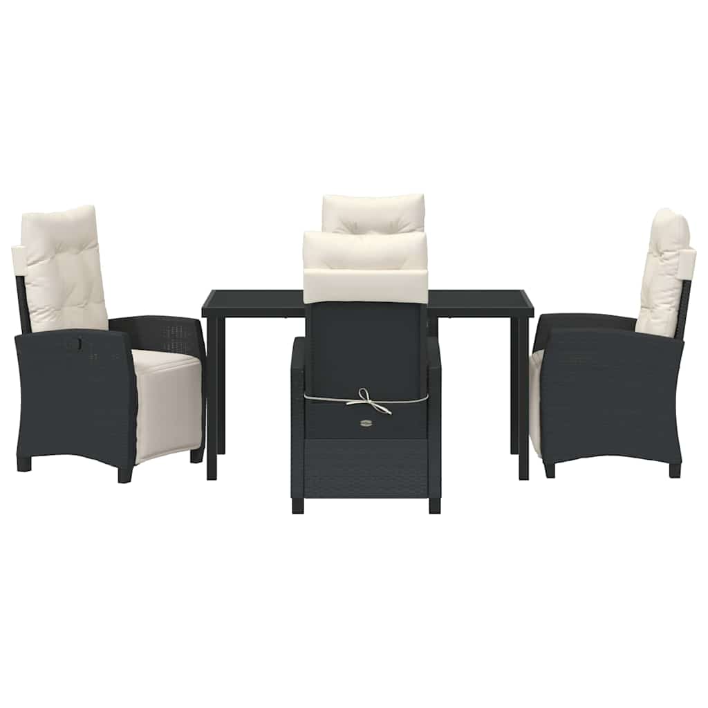 Have Spisebordssæt med pude 5 pcs Sort polyrattan