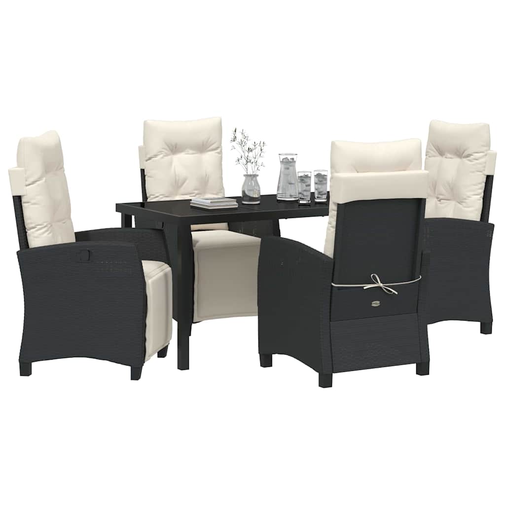 Have Spisebordssæt med pude 5 pcs Sort polyrattan