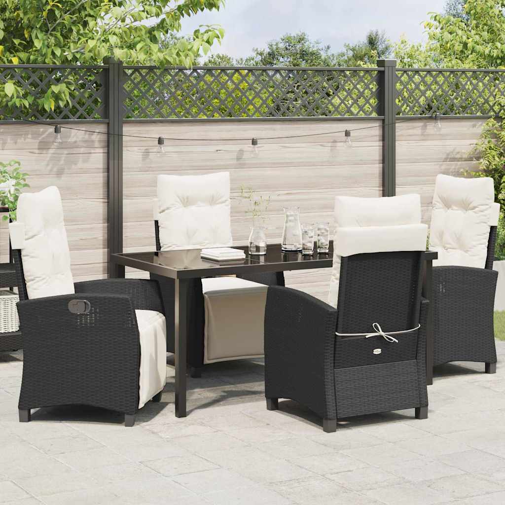Have Spisebordssæt med pude 5 pcs Sort polyrattan