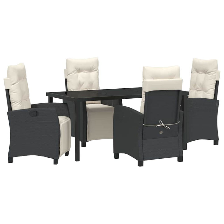 Have Spisebordssæt med pude 5 pcs Sort polyrattan