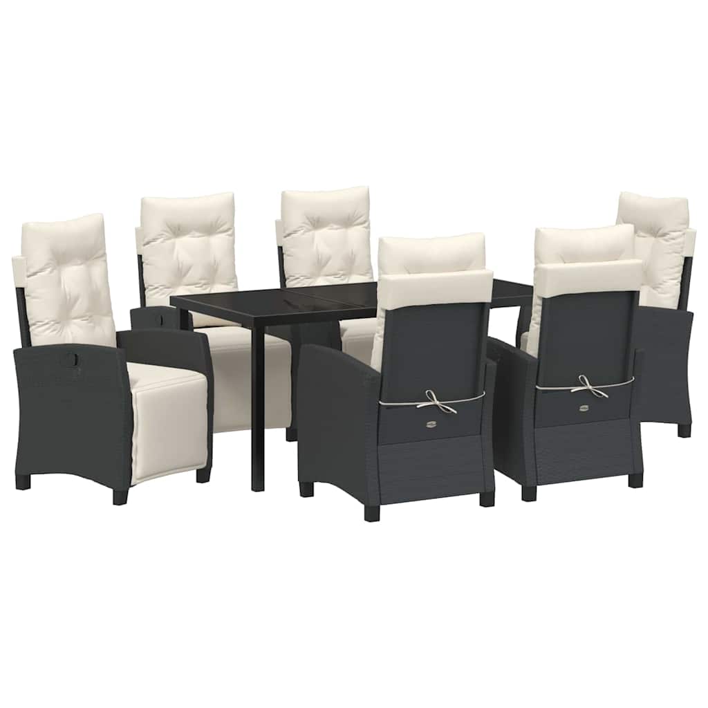 Have Spisebordssæt med pude 7 pcs Sort polyrattan