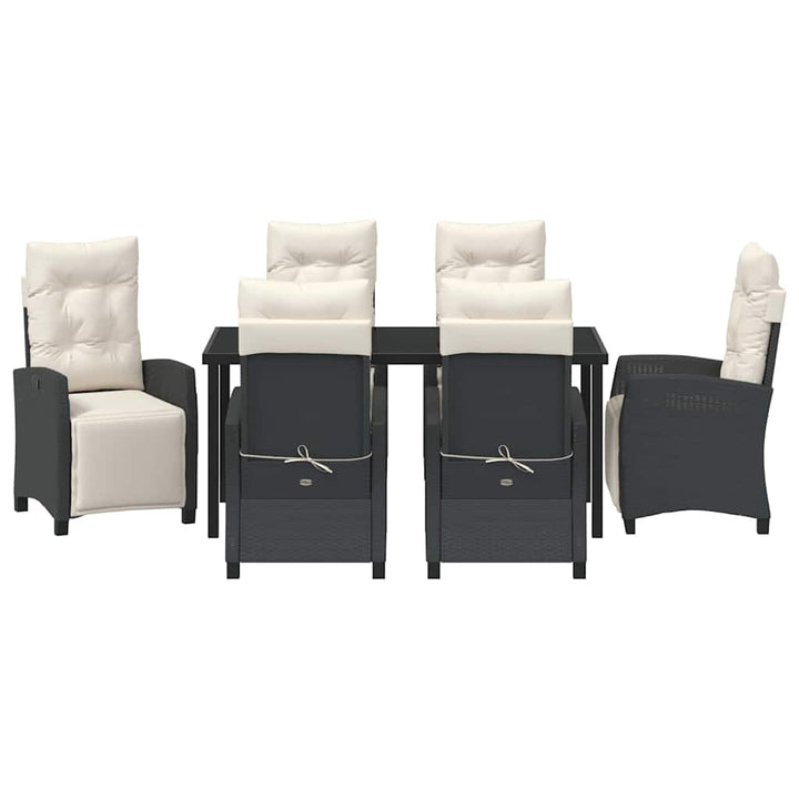 Have Spisebordssæt med pude 7 pcs Sort polyrattan