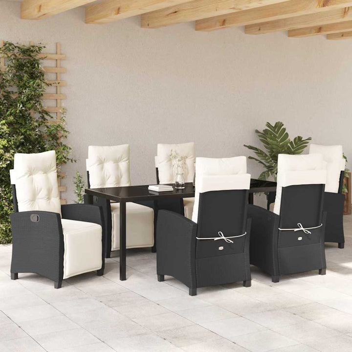 Have Spisebordssæt med pude 7 pcs Sort polyrattan