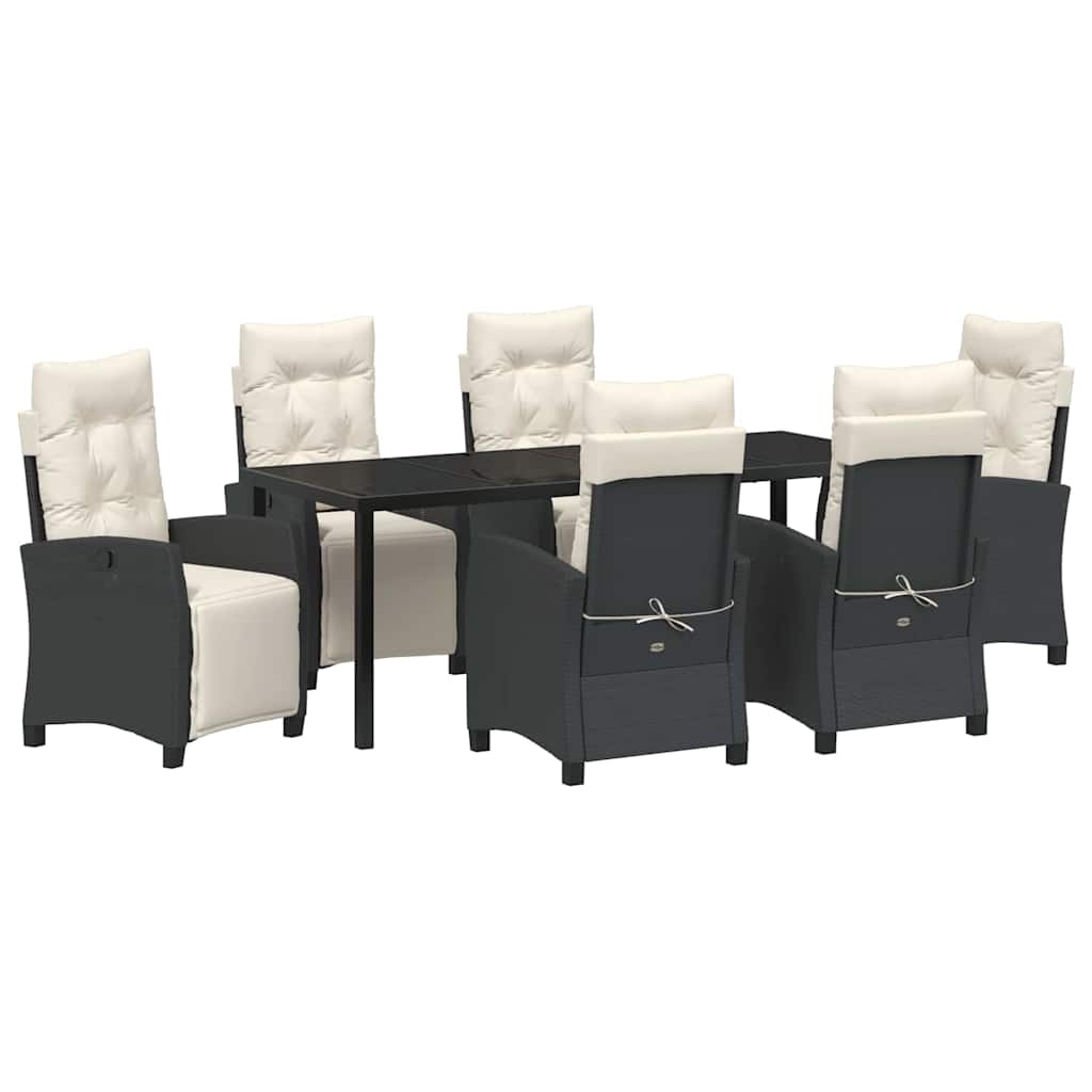 Have Spisebordssæt med pude 7 pcs Sort polyrattan