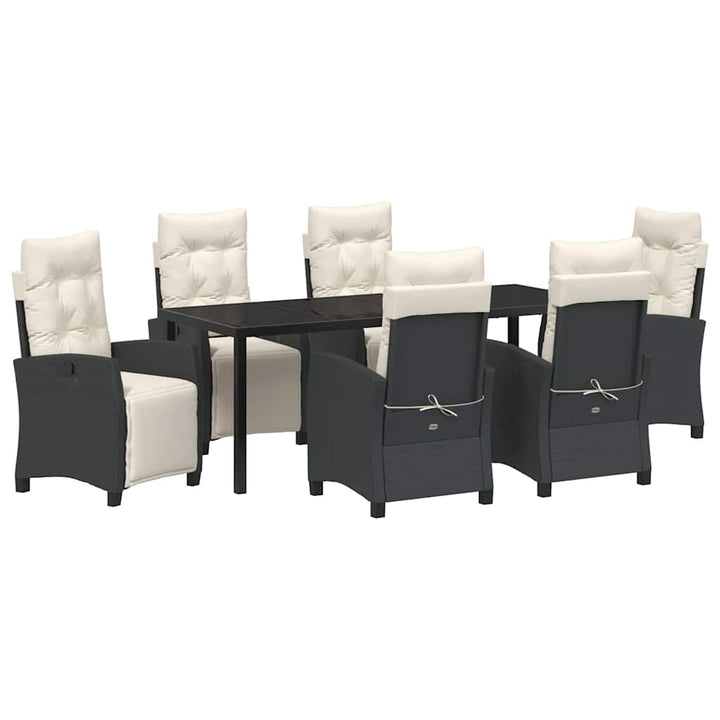 Have Spisebordssæt med pude 7 pcs Sort polyrattan