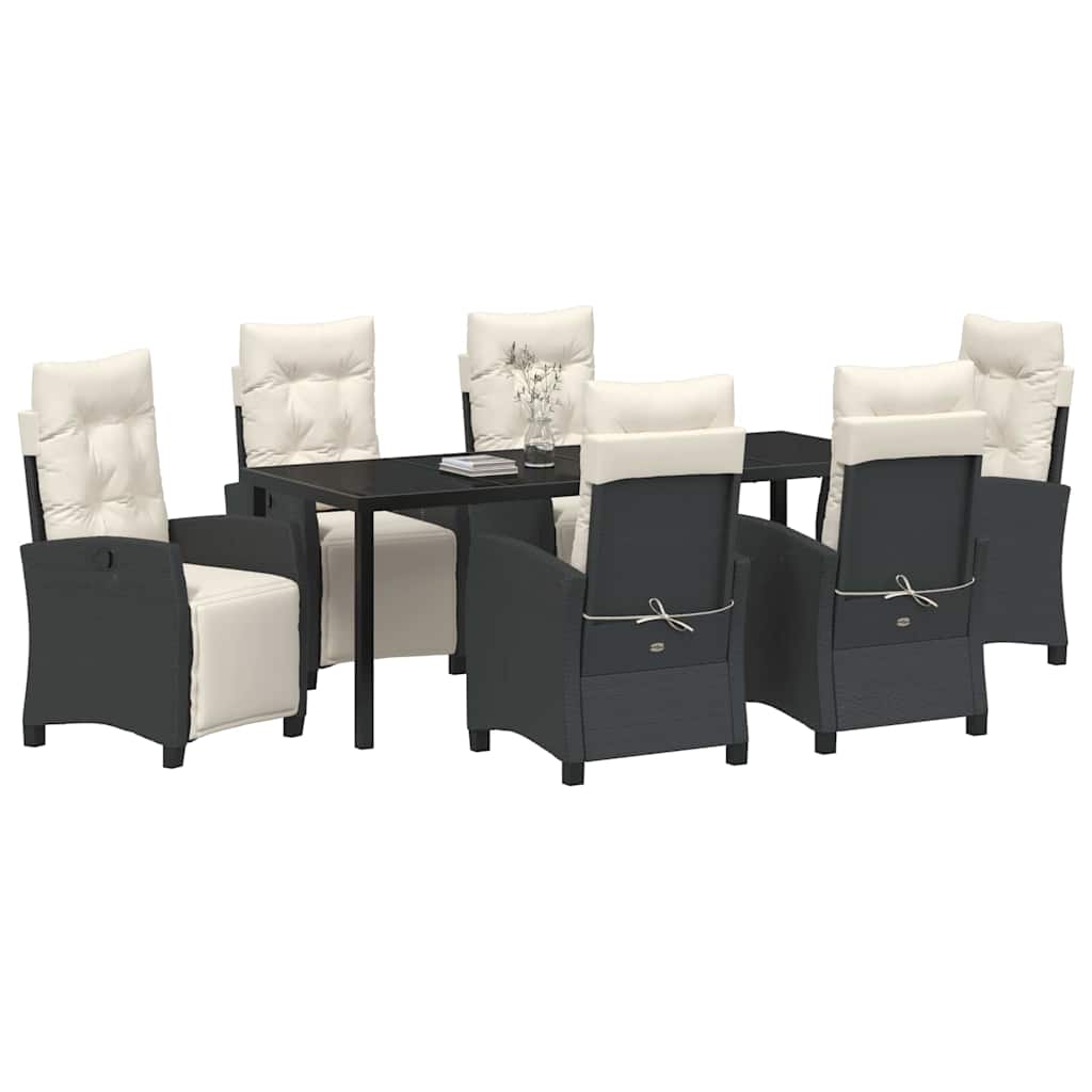 Have Spisebordssæt med pude 7 pcs Sort polyrattan