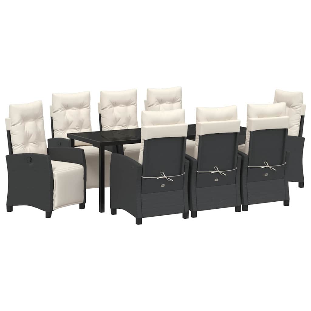 Have Spisebordssæt med pude 9 pcs Sort polyrattan