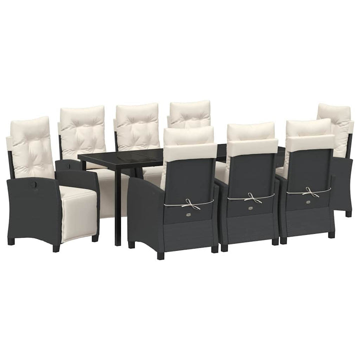 Have Spisebordssæt med pude 9 pcs Sort polyrattan