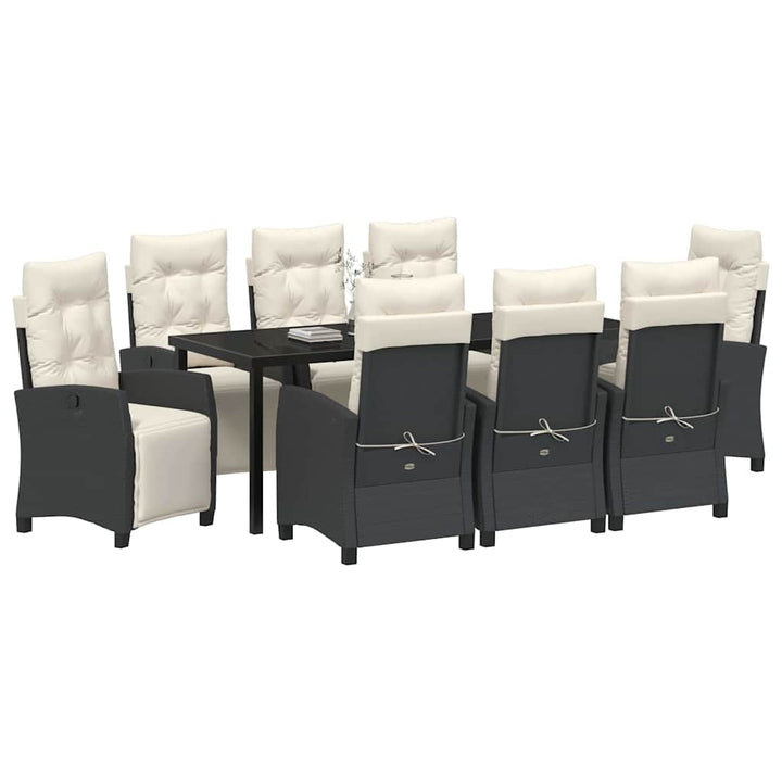 Have Spisebordssæt med pude 9 pcs Sort polyrattan