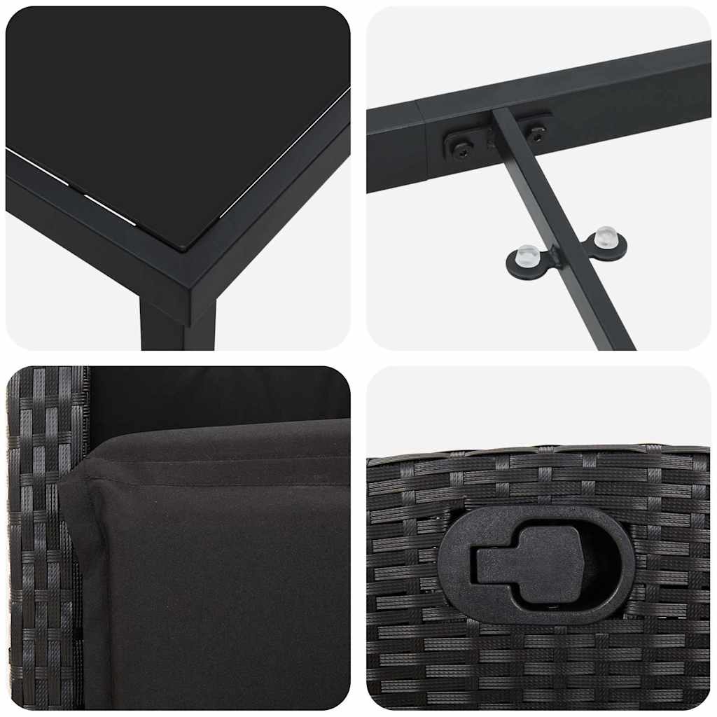 Have Spisebordssæt med pude 3 pcs Sort polyrattan
