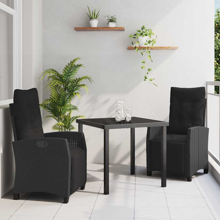Have Spisebordssæt med pude 3 pcs Sort polyrattan