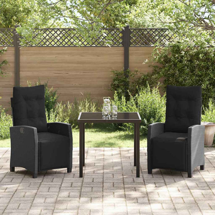 Have Spisebordssæt med pude 3 pcs Sort polyrattan