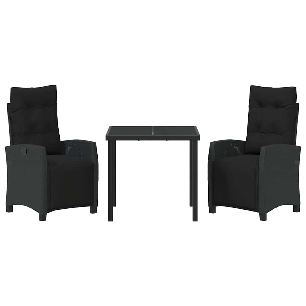 Have Spisebordssæt med pude 3 pcs Sort polyrattan