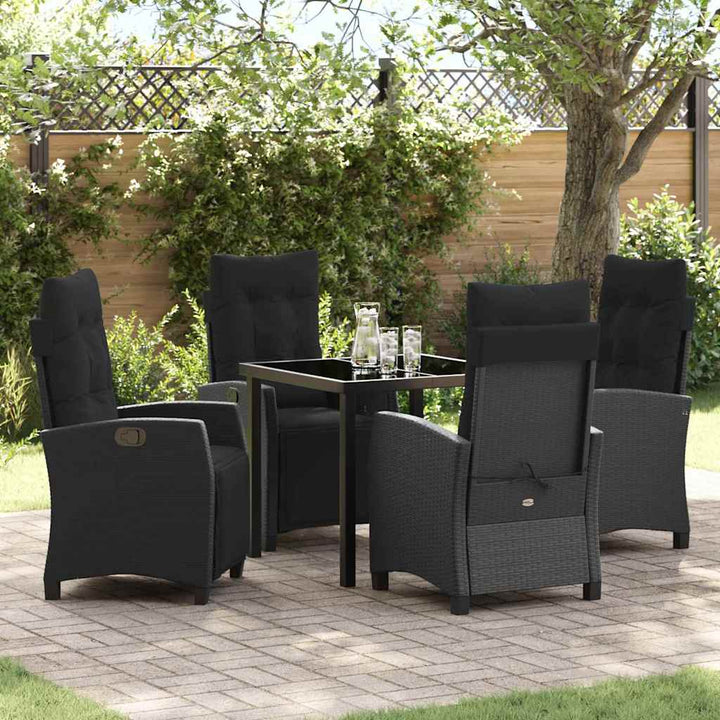 Have Spisebordssæt med pude 5 pcs Sort polyrattan