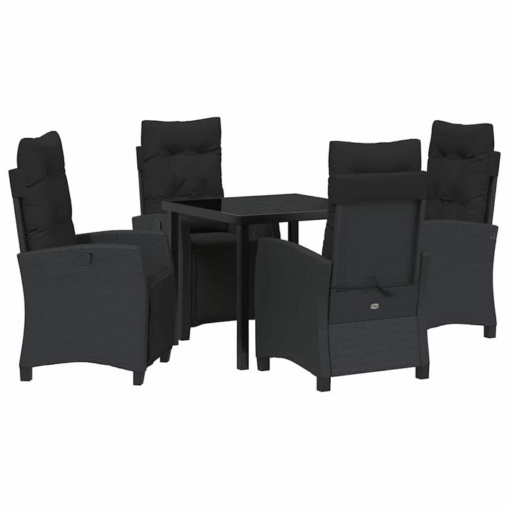 Have Spisebordssæt med pude 5 pcs Sort polyrattan