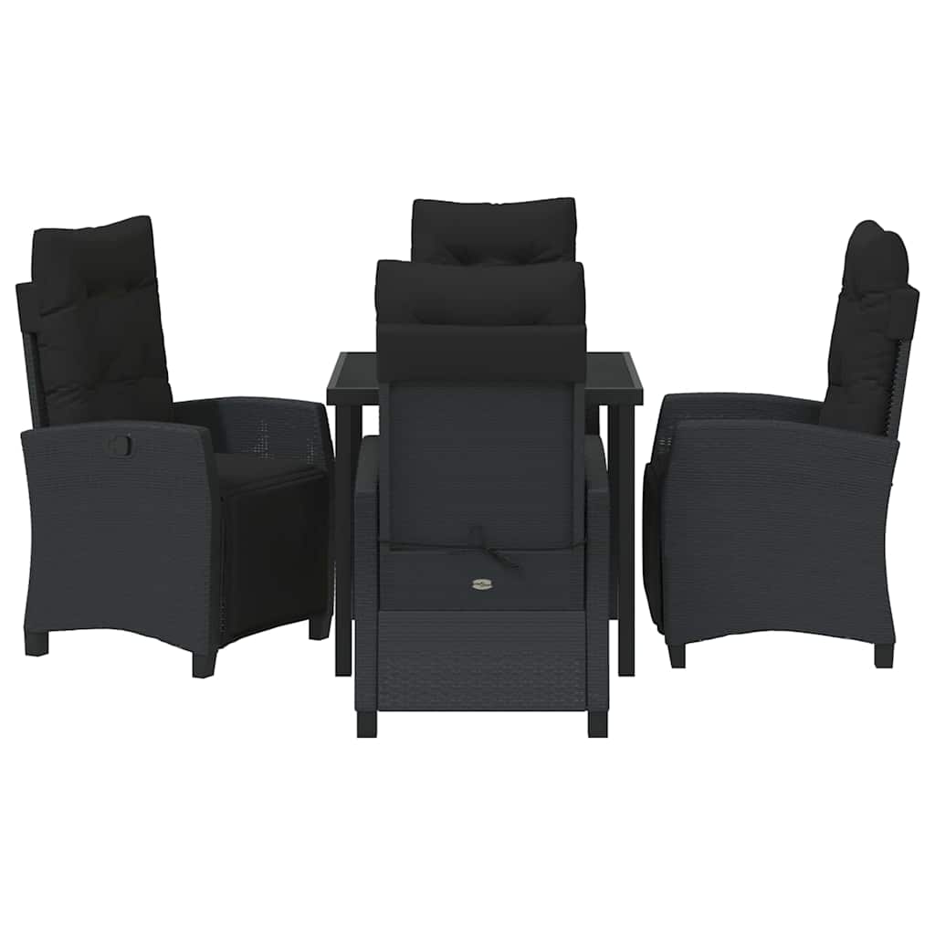 Have Spisebordssæt med pude 5 pcs Sort polyrattan