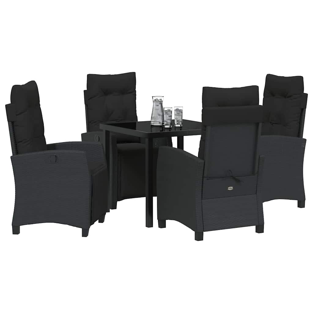 Have Spisebordssæt med pude 5 pcs Sort polyrattan