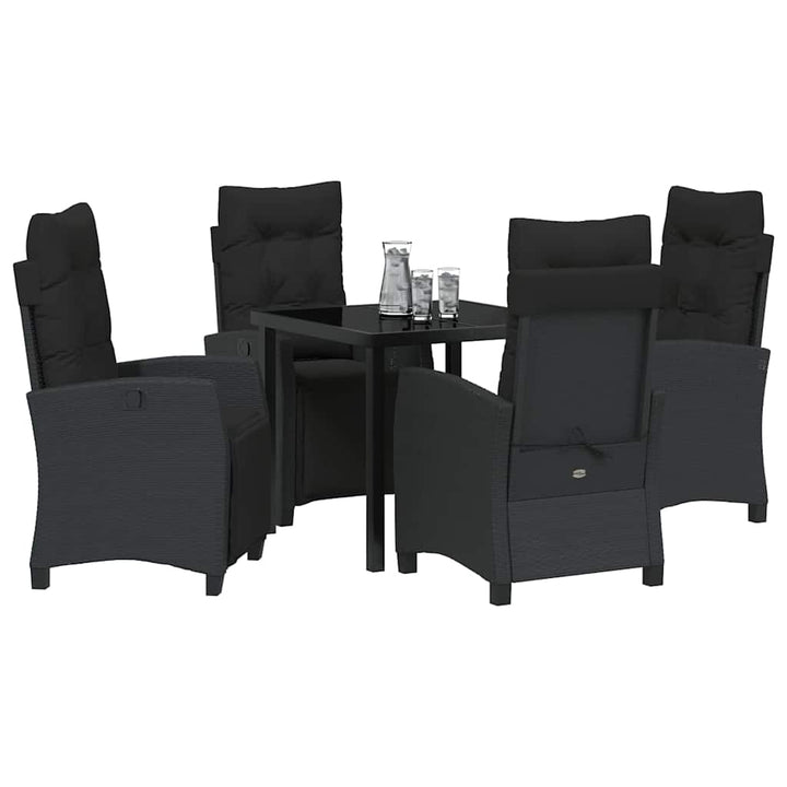 Have Spisebordssæt med pude 5 pcs Sort polyrattan