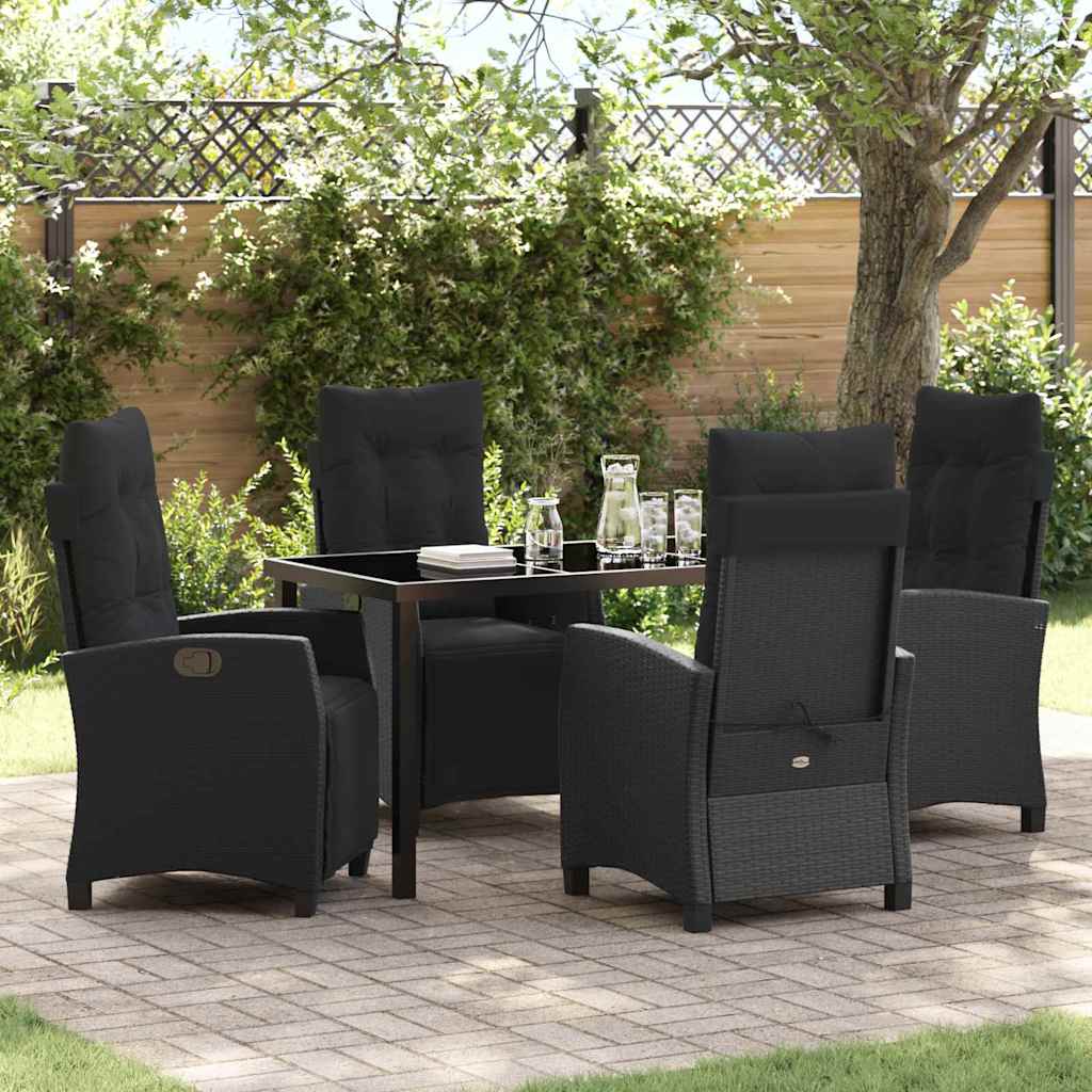 Have Spisebordssæt med pude 5 pcs Sort polyrattan