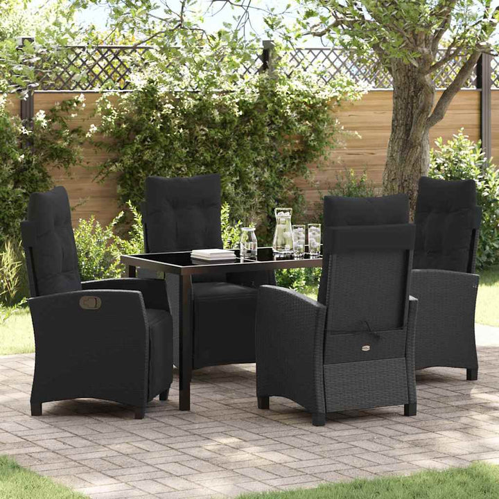 Have Spisebordssæt med pude 5 pcs Sort polyrattan