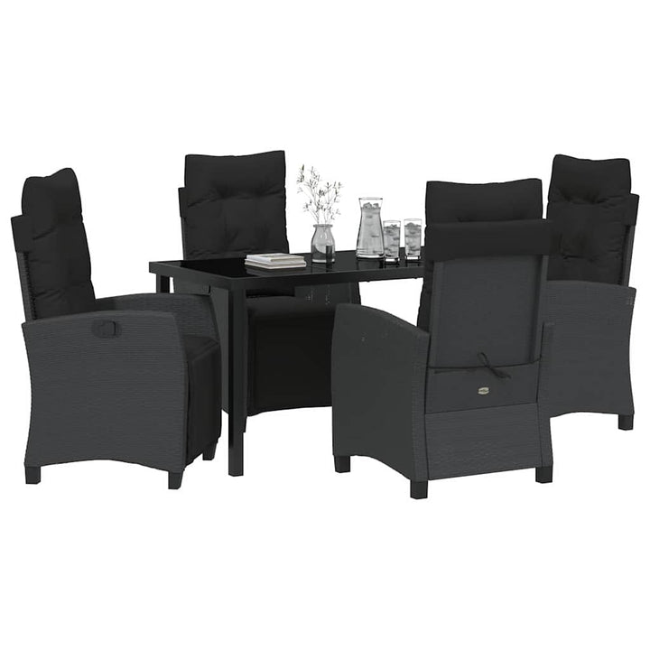 Have Spisebordssæt med pude 5 pcs Sort polyrattan