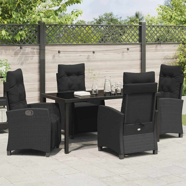 Have Spisebordssæt med pude 5 pcs Sort polyrattan