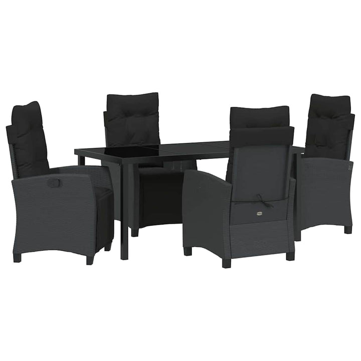 Have Spisebordssæt med pude 5 pcs Sort polyrattan