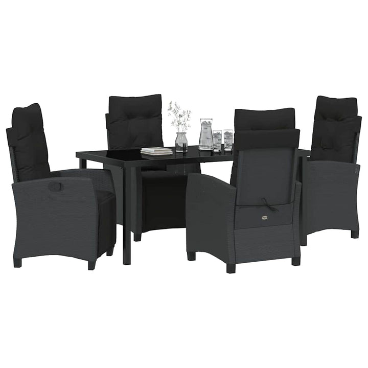 Have Spisebordssæt med pude 5 pcs Sort polyrattan