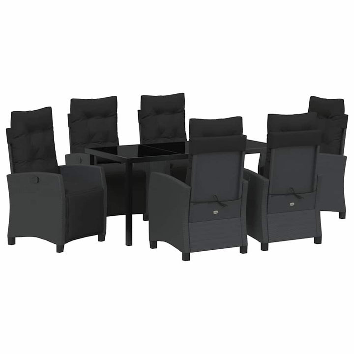 Have Spisebordssæt med pude 7 pcs Sort polyrattan