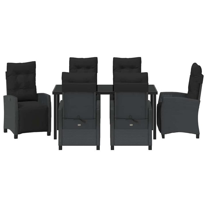 Have Spisebordssæt med pude 7 pcs Sort polyrattan