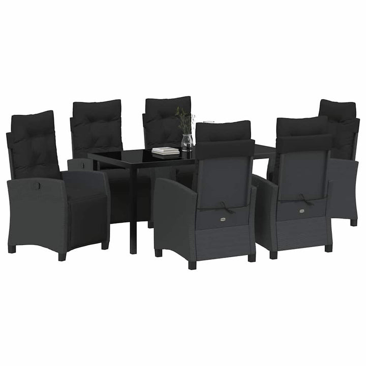 Have Spisebordssæt med pude 7 pcs Sort polyrattan