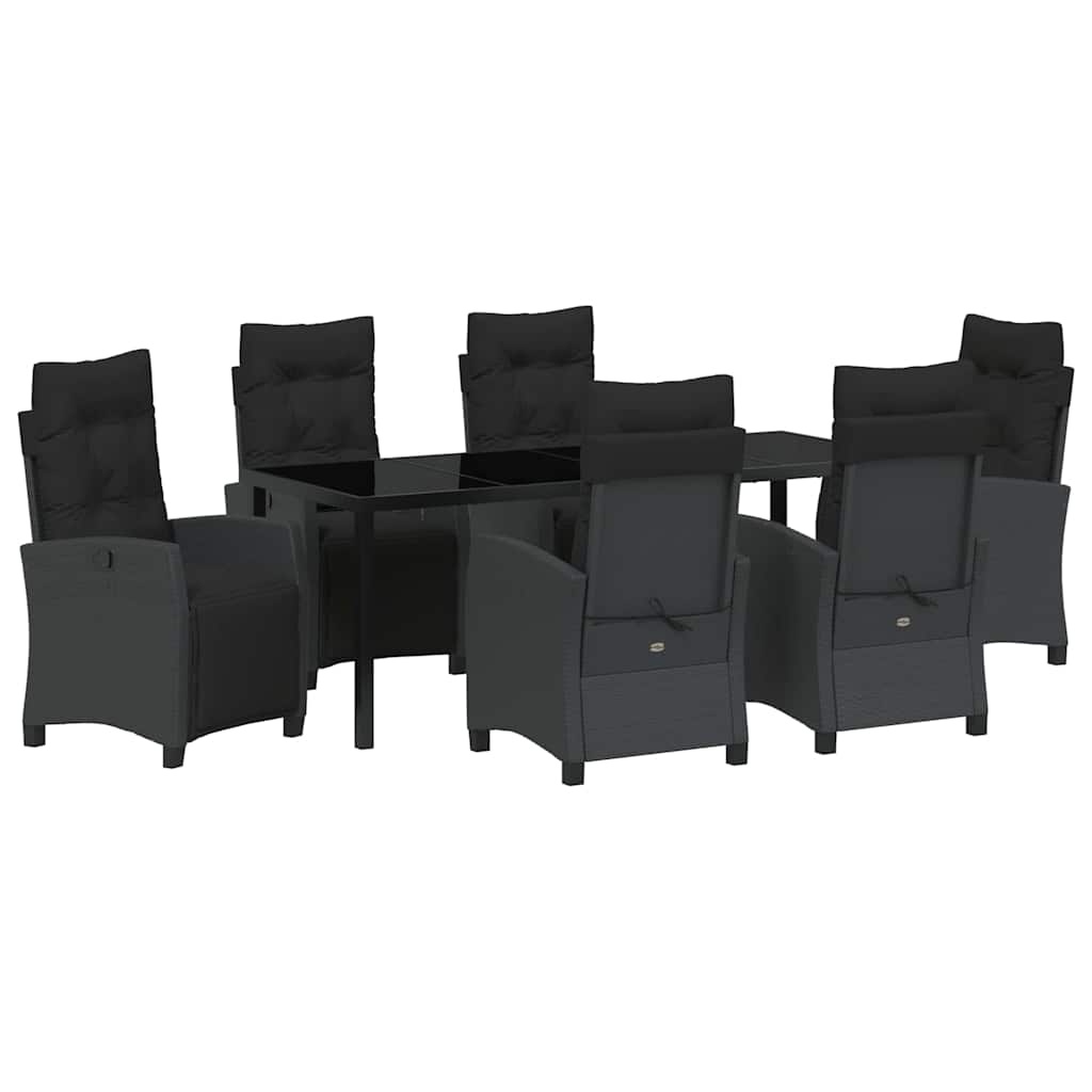 Have Spisebordssæt med pude 7 pcs Sort polyrattan