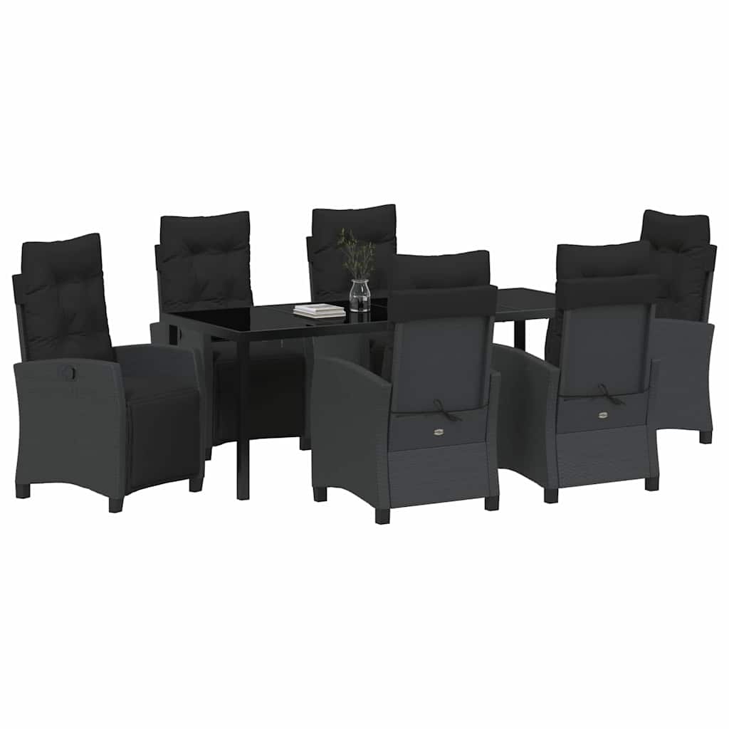 Have Spisebordssæt med pude 7 pcs Sort polyrattan