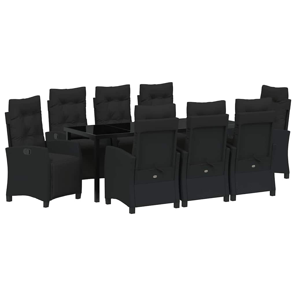 Have Spisebordssæt med pude 9 pcs Sort polyrattan