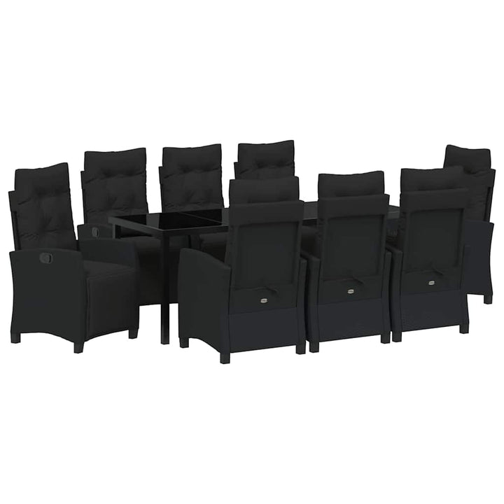 Have Spisebordssæt med pude 9 pcs Sort polyrattan