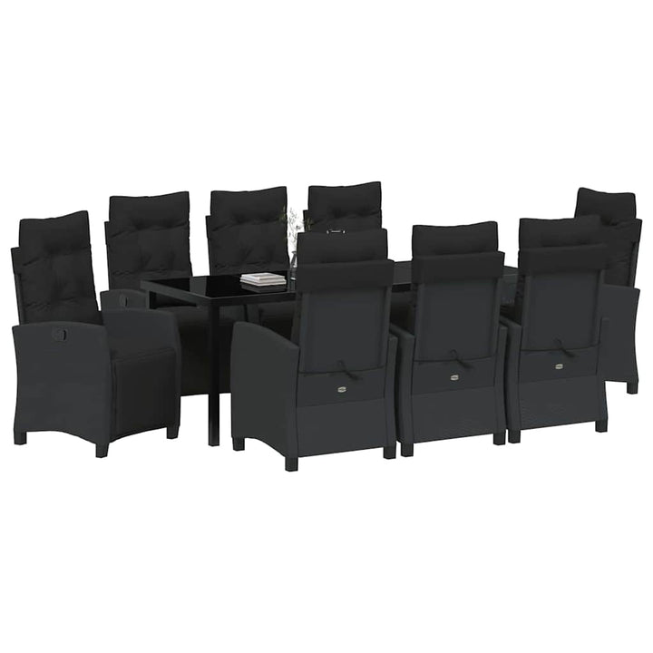 Have Spisebordssæt med pude 9 pcs Sort polyrattan