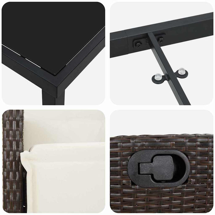Have Spisebordssæt med pude 5 pcs Brun polyrattan
