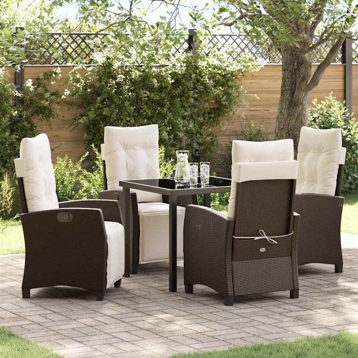 Have Spisebordssæt med pude 5 pcs Brun polyrattan