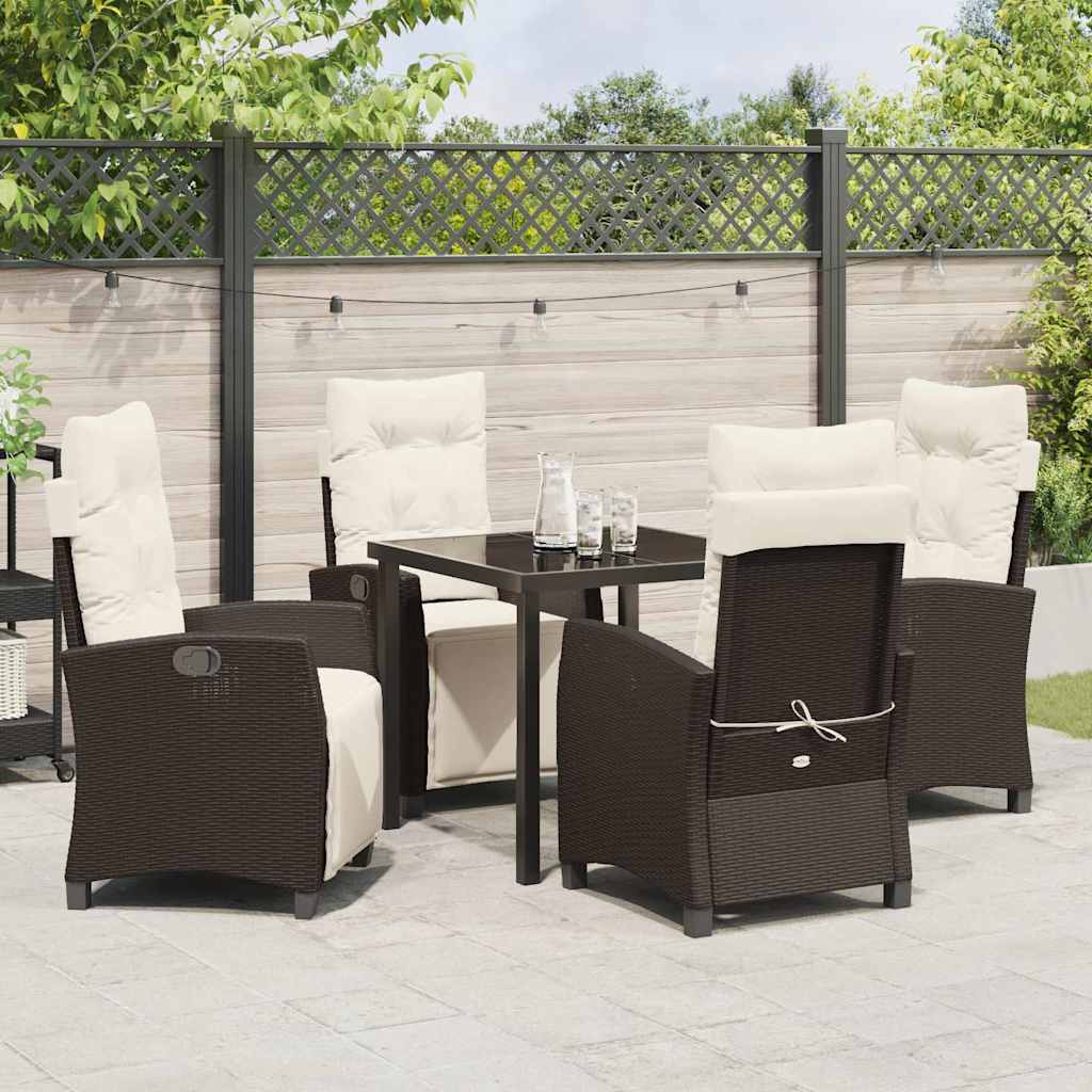 Have Spisebordssæt med pude 5 pcs Brun polyrattan