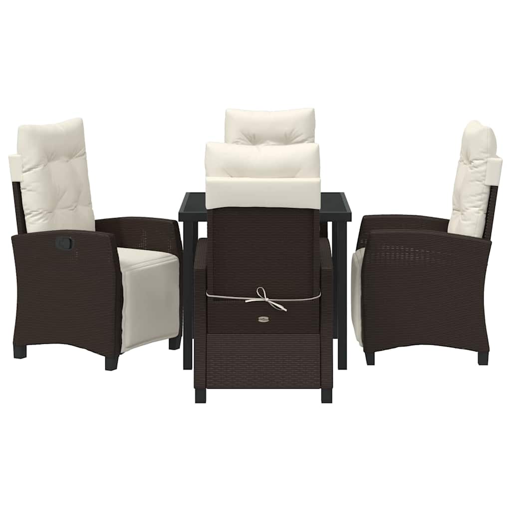 Have Spisebordssæt med pude 5 pcs Brun polyrattan