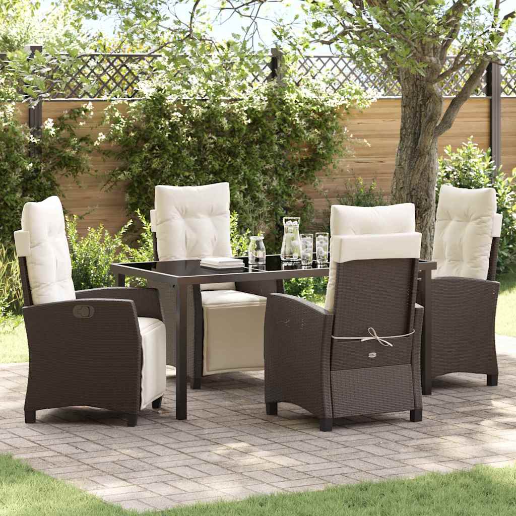 Have Spisebordssæt med pude 5 pcs Brun polyrattan