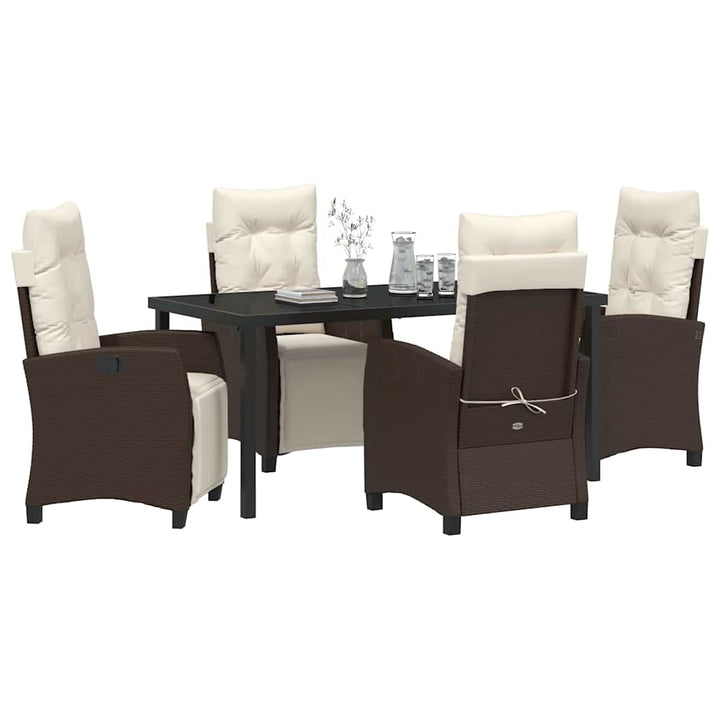 Have Spisebordssæt med pude 5 pcs Brun polyrattan